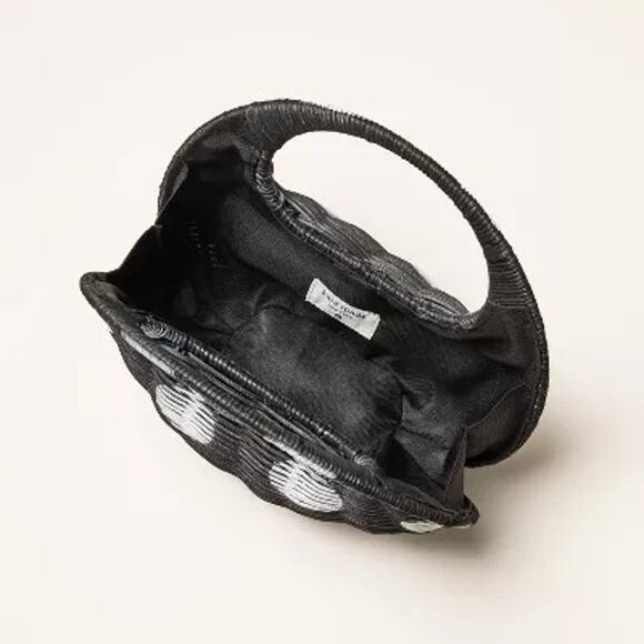 NWT Kate Spade x Target Polka‎ Dot Wicker Crescent Saddle Bag Black/White - Picture 4 of 5